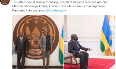 Perezida Kagame yakiriye minisitiri Antonio Tete wamuzaniye ubutumwa bwagizwe ibanga-amafoto