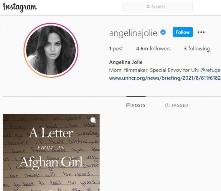 Angelina Jolie yahawe ikaze kuri Instagram yajeho azanye ibaruwa yuzuye agahinda