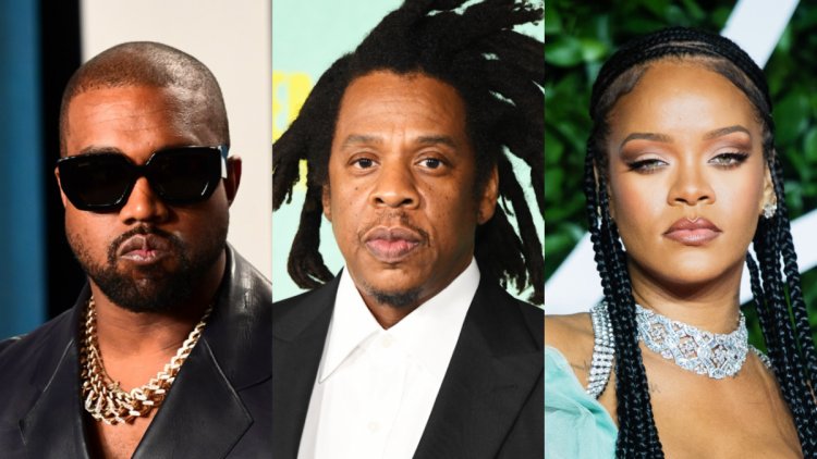 Rihanna na Jay-Z bayoboye abafite agatubutse, naho Kanye West yifashe mapfubyi
